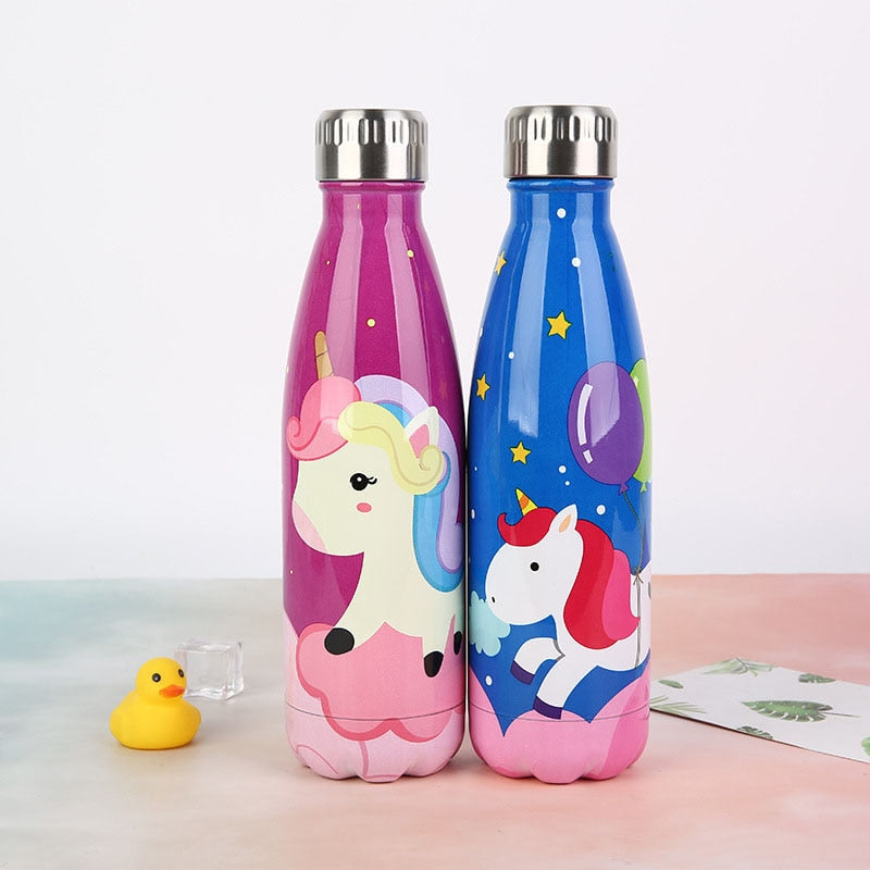 LOGO Custom Cartoon Unicorn Cute Water Bottle Thermos Bottle Stainless Steel Keep Cold Cola Sport Drinking Bottle for Travel - Gufetto Brand 