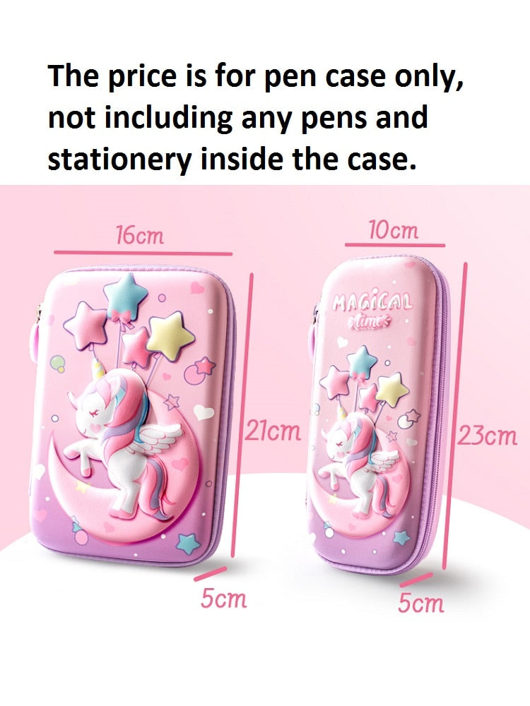 3D Pencil Case EVA Storage Box Lovely Pink Unicorn Cartoon Pen Bag for School Girl Kawaii Stationery Gift Pouch Eraser Holder IN - Gufetto Brand 