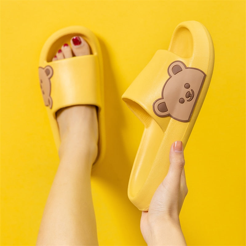 Bear Slippers Women Summer Flip Flops Cute Cartoon Shoes for Women Indoor and Outdoor Wear Soft Thick Beach Sandals - Gufetto Brand 