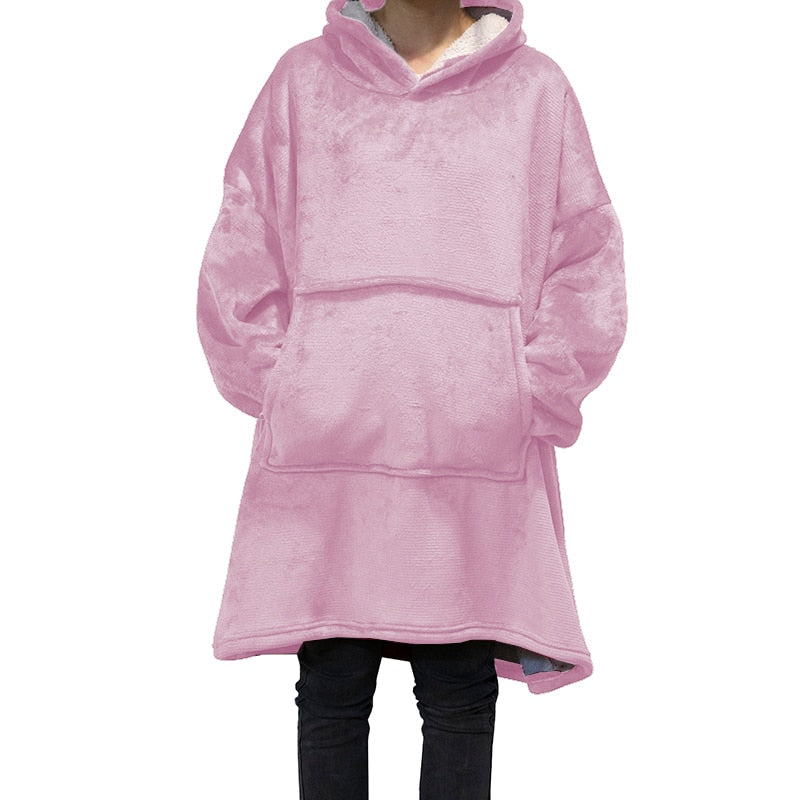Winter Oversized Hoodies Women Fleece Warm TV Blanket with Sleeves Pocket Flannel Thick Sherpa Giant Hoody Long Sweatshirt - Gufetto Brand 