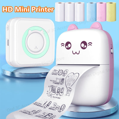 Meow Mini Stampante per etichette Stampanti termiche portatili Adesivi Carta senza inchiostro Wireless Impresora Portátil 200 dpi Android IOS 57mm - Gufetto Brand 