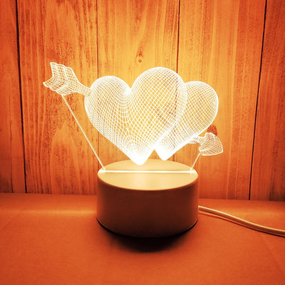 Romantic Love 3D Acrylic Led Lamp for Home Children&#39;s Night Light Table Lamp Birthday Party Decor Valentine&#39;s Day Bedside Lamp - Gufetto Brand 
