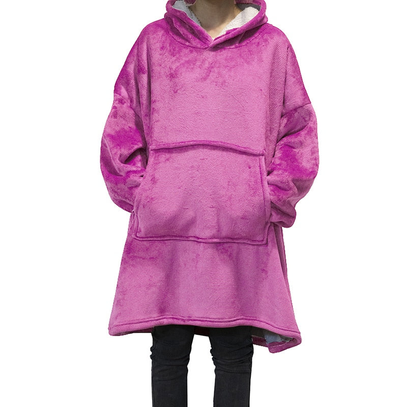 Winter Oversized Hoodies Women Fleece Warm TV Blanket with Sleeves Pocket Flannel Thick Sherpa Giant Hoody Long Sweatshirt - Gufetto Brand 