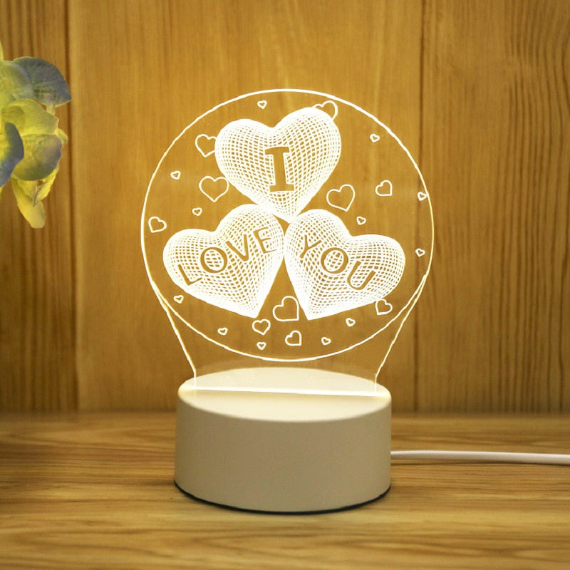 Romantic Love 3D Acrylic Led Lamp for Home Children&