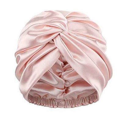 100% Double Silk Sleeping Cap Night Silk Sleeping Bonnet Cover for Women with Elastic Ribbon for Hair Care Long Hair - Gufetto Brand 
