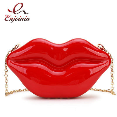 Sexy Red Lips Design Women Party Clutch Pochette Borsa da sera abbagliante Borsa a catena femminile Borsa a tracolla Borse e borsette Pouch Fashion - Gufetto Brand 