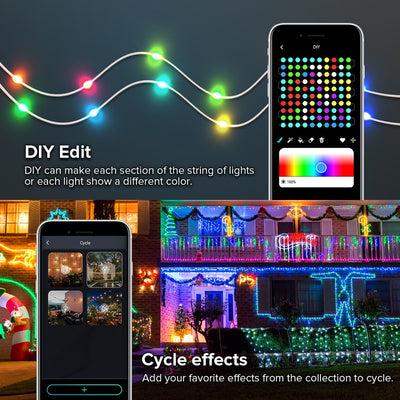 Luci natalizie Dreamcolor String BT Music WS2812B Illuminazione RGBIC Indirizzabile Festa nuziale Decorazione ghirlanda USB esterna DC5V - Gufetto Brand 