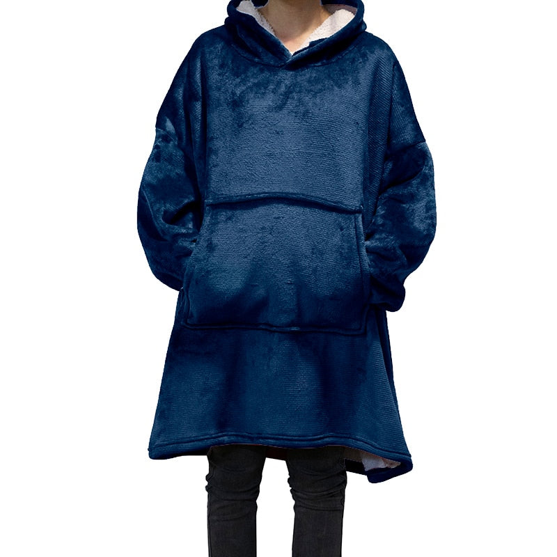 Winter Oversized Hoodies Women Fleece Warm TV Blanket with Sleeves Pocket Flannel Thick Sherpa Giant Hoody Long Sweatshirt - Gufetto Brand 