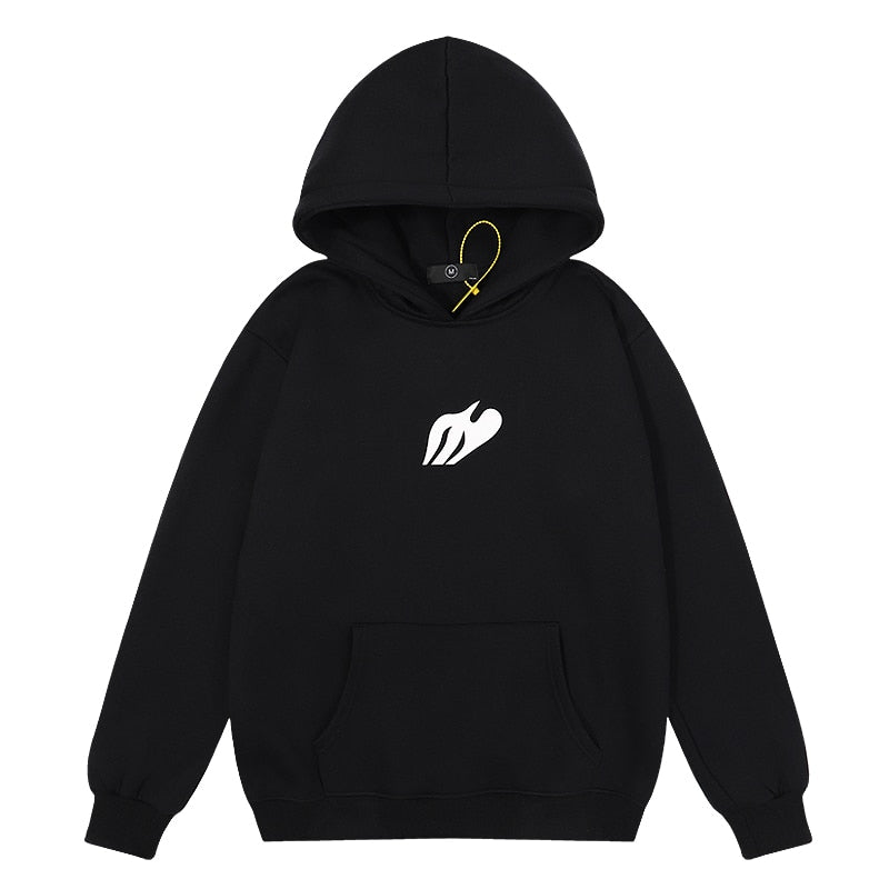 Harajuku Retro Smiley Flame Print Round Neck Sweatshirts Men and Women Plus Velvet Streetwear Fleece Hoodie Pullover - Gufetto Brand 