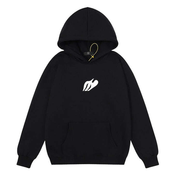 Harajuku Retro Smiley Flame Print Round Neck Sweatshirts Men and Women Plus Velvet Streetwear Fleece Hoodie Pullover - Gufetto Brand 