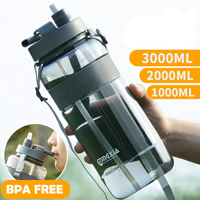 New Sport Drinking Water Bottle with Straw BPA Free 1000 Ml 2000ml  Plastic Water Drinking Bottle for Water 1L 1 liter - Gufetto Brand 
