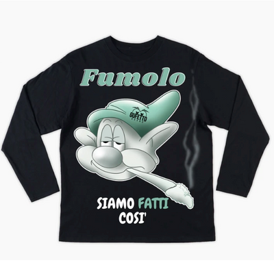 T-shirt Nera Donna  Fumolo manica lunga Outlet - Gufetto Brand 