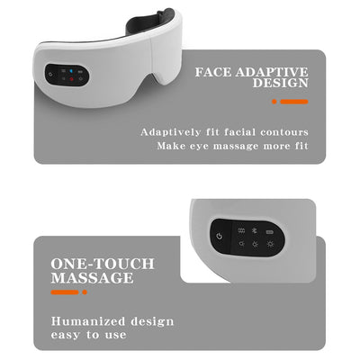 Smart Eye Massager Protezione per gli occhi elettrica Maschera per gli occhi a compressione calda a 4 velocità Massaggio a vibrazione Riscaldamento Connessione wireless Cura degli occhi - Gufetto Brand 