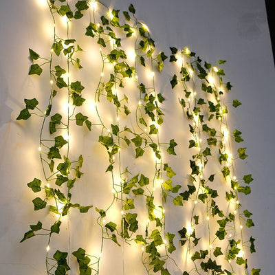 Flower Green Leaf String Lights Artificial Vine Fairy Lights Battery Powered Christmas Tree Garland Light for Weeding Home Decor - Gufetto Brand 
