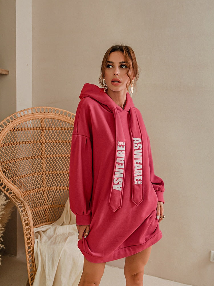 Glamaker Purple loose sweatshirt hoodies fashion women casual autumn long sleeve sweatshirt dress female  oversize  sweatshirt - Gufetto Brand 