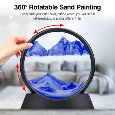 Moving Sand Art Picture Round Glass 3D Clessidra Deep Sea Sandscape In Motion Display Flowing Sand Frame 7/12inch Per la decorazione domestica - Gufetto Brand 