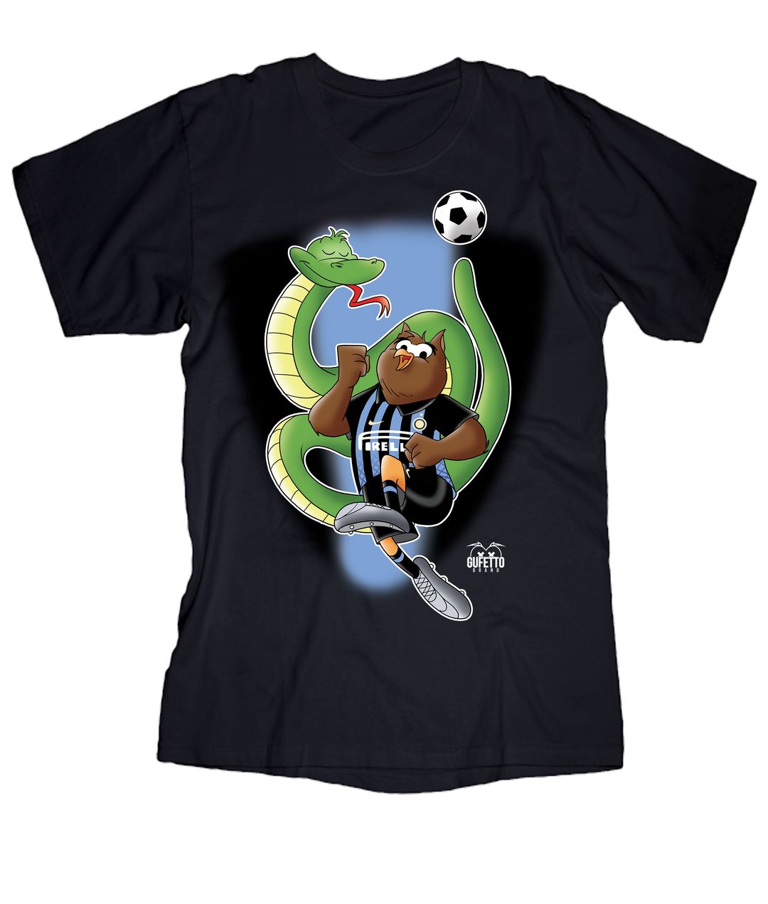 T-shirt Uomo Soccer Gufetto NeroBlu - Gufetto Brand 