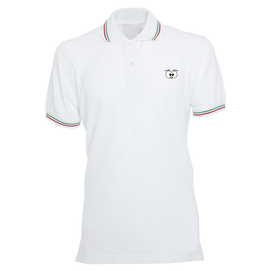 Polo Uomo Italy White Occhi ( logo ricamato ) - Gufetto Brand 