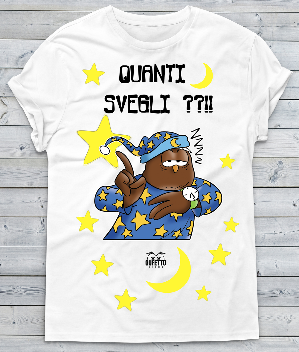 T-shirt Uomo Quanti svegli??!! - Gufetto Brand 