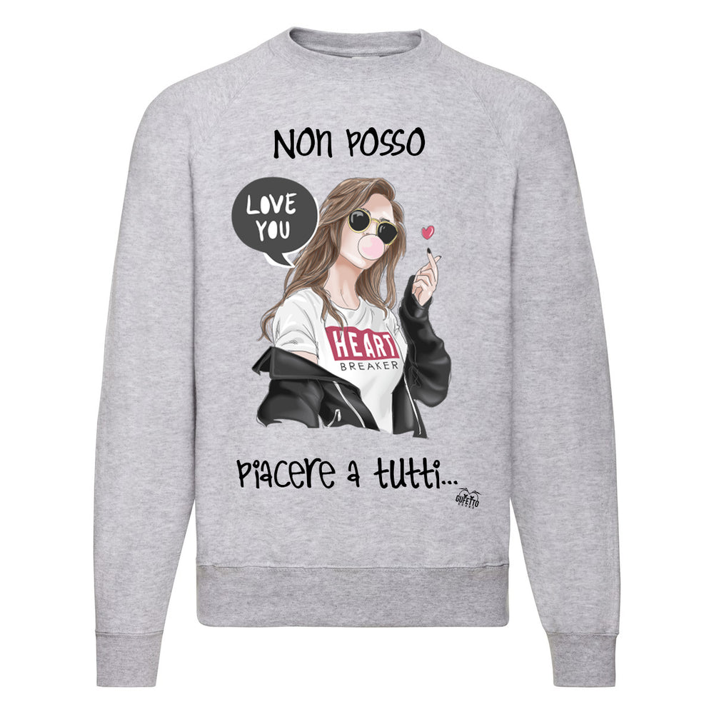 Felpa Classic Donna Non posso piacere  ( X294 ) - Gufetto Brand 