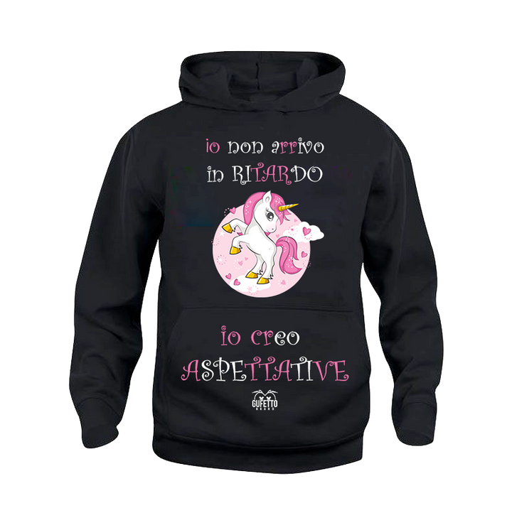 Felpa donna Unicorn Non arrivo in ritardo - Gufetto Brand 