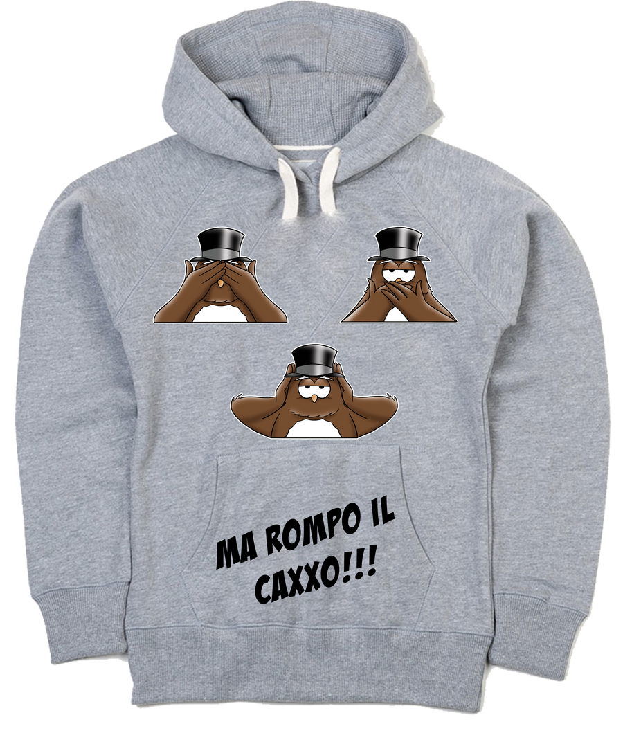 Felpa Donna Grigia Non Vedo Non Sento Non Parlo - Gufetto Brand 