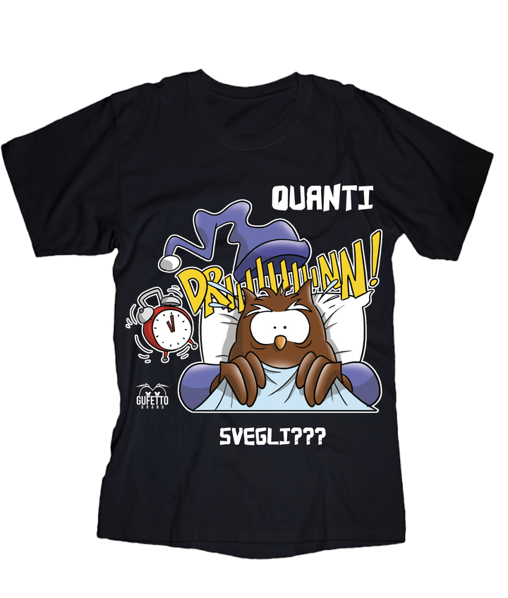 T-shirt Uomo Quanti Svegli???? - Gufetto Brand 