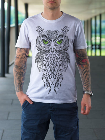 Gufetto Brand Donna T-shirt Tribal Owl Green Outlet - Gufetto Brand 