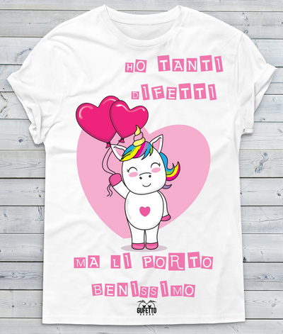 T-shirt Donna Ho tanti Difetti Unicorn - Gufetto Brand 