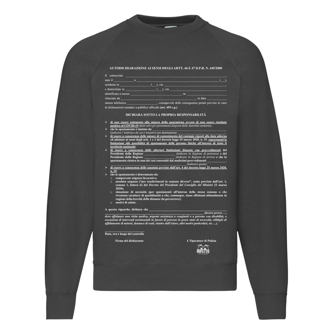 Felpa Classic  Uomo Donna Autocertificazione ( A019 ) - Gufetto Brand 