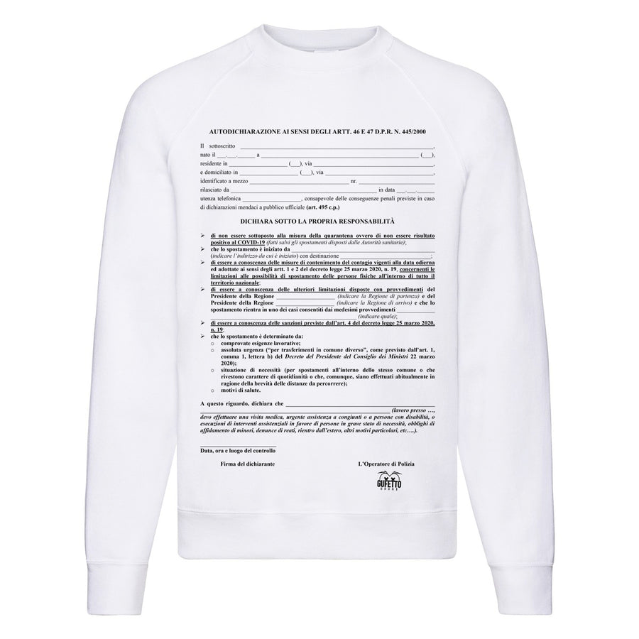 Felpa Classic  Uomo Donna Autocertificazione ( A019 ) - Gufetto Brand 