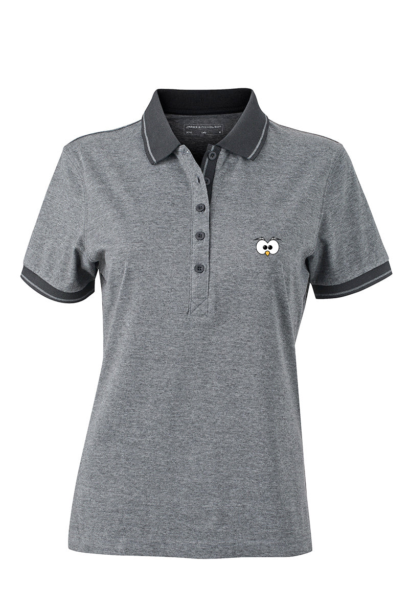 Polo Donna Grigia Occhi ( logo ricamato ) - Gufetto Brand 