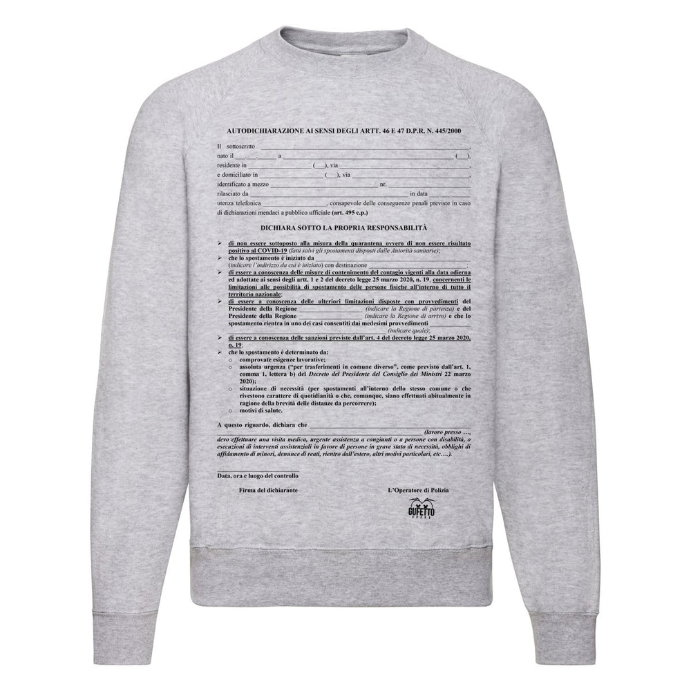 Felpa Classic  Uomo Donna Autocertificazione ( A019 ) - Gufetto Brand 