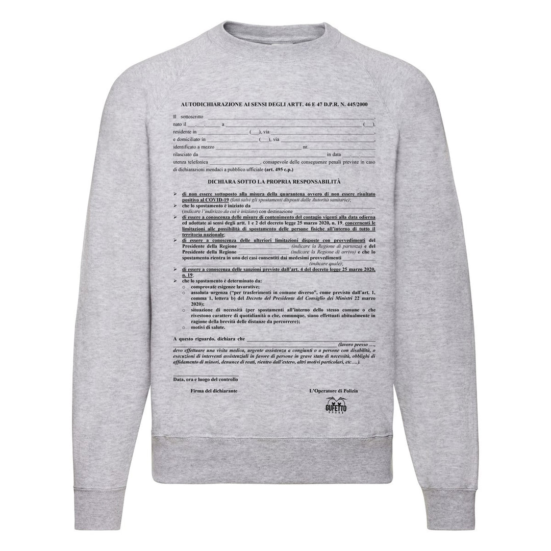 Felpa Classic  Uomo Donna Autocertificazione ( A019 ) - Gufetto Brand 
