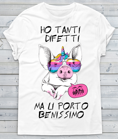 T-shirt Donna Ho tanti difetti Porc - Gufetto Brand 