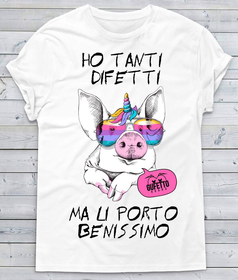 T-shirt Uomo Ho tanti difetti Porc - Gufetto Brand 