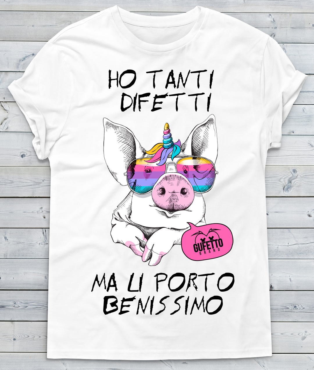 T-shirt Uomo Ho tanti difetti Porc - Gufetto Brand 