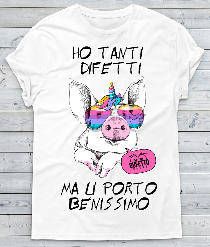 T-shirt Uomo Ho tanti difetti Porc - Gufetto Brand 