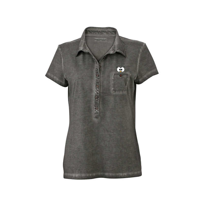 Polo Donna Grey Occhi ( logo ricamato ) - Gufetto Brand 