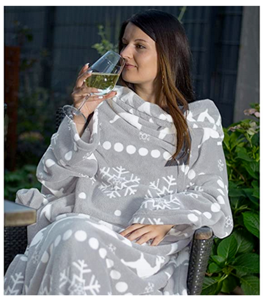Coperta con maniche donna Norvegese Grigio Chiaro - Gufetto Brand 