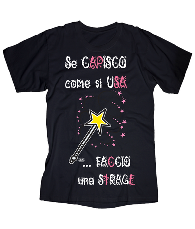 T-shirt Donna Magic Wand scritta rosa - Gufetto Brand 