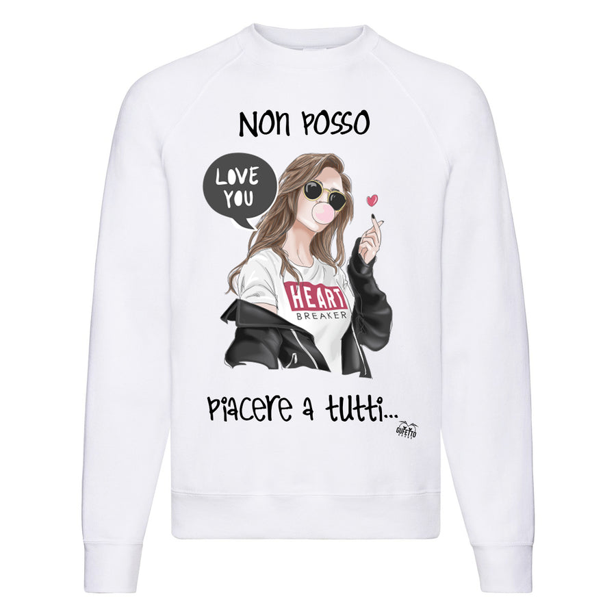 Felpa Classic Donna Non posso piacere  ( X294 ) - Gufetto Brand 