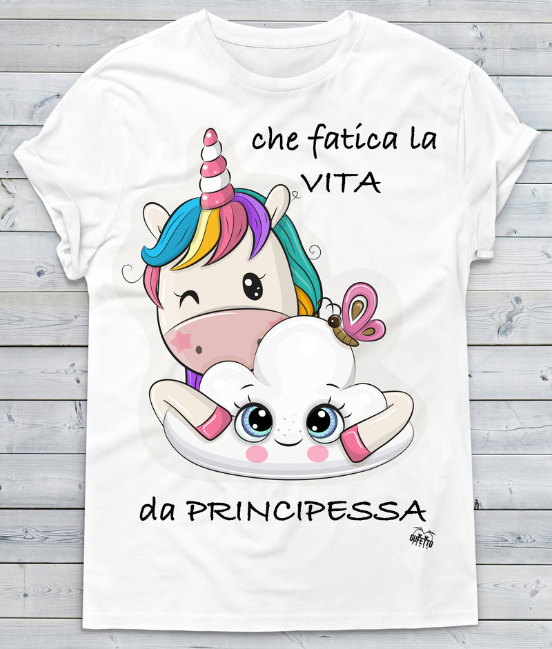 T-shirt Donna Principessa Unicorn ( E922 ) - Gufetto Brand 