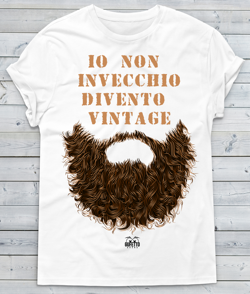 T-shirt Uomo Non Invecchio Vintage Barba - Gufetto Brand 