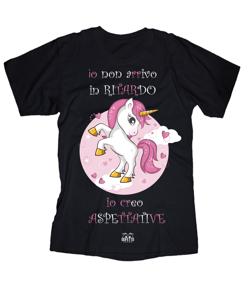 T-shirt Donna Io non arrivo in ritardo Unicorn - Gufetto Brand 