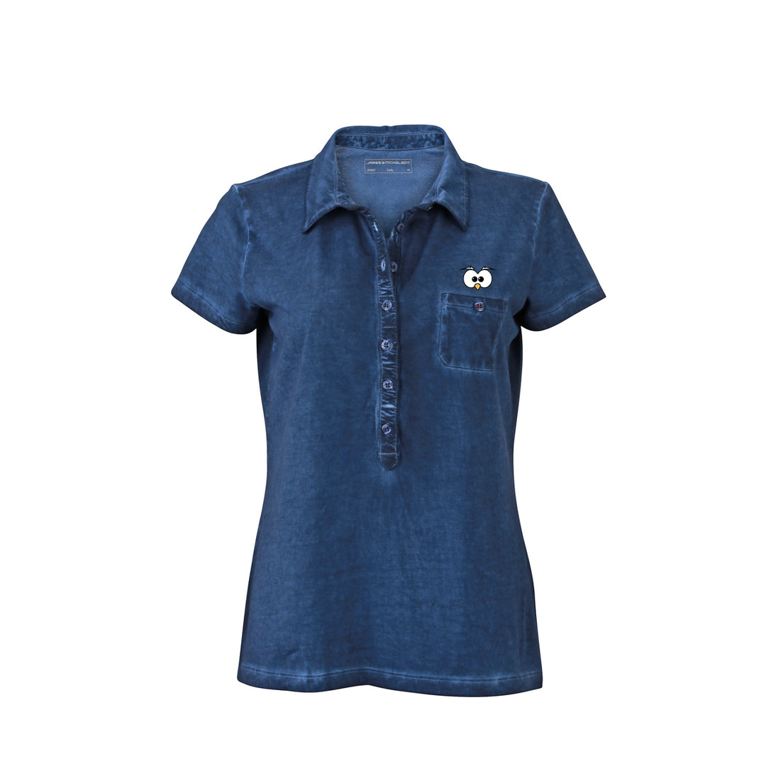 Polo Donna Blue Occhi ( logo ricamato ) - Gufetto Brand 