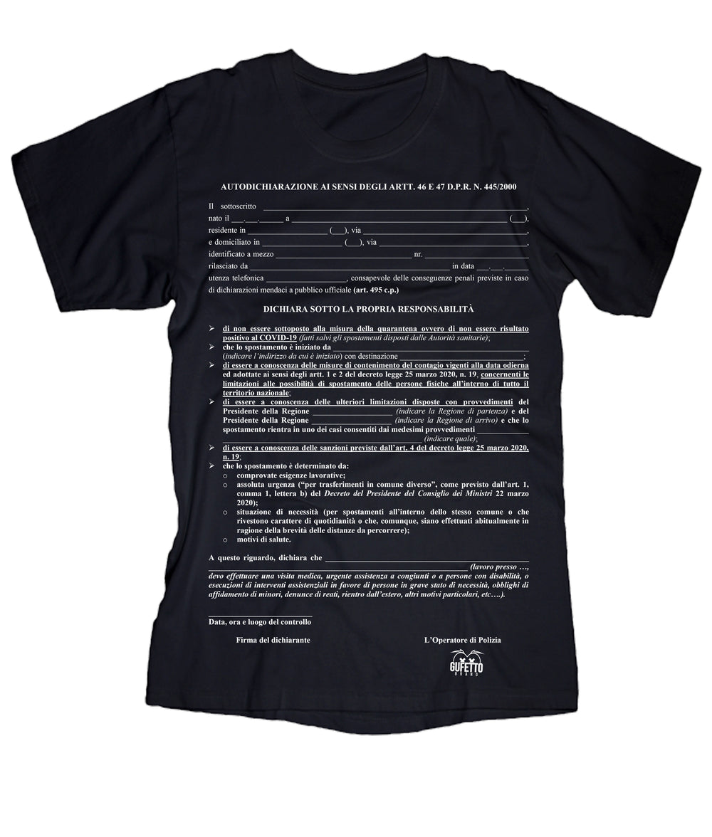 T-shirt Donna  Autocertificazione ( A019 ) - Gufetto Brand 