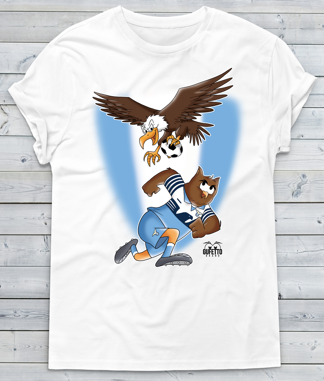 T-shirt Uomo Soccer Gufetto BiancoCeleste - Gufetto Brand 