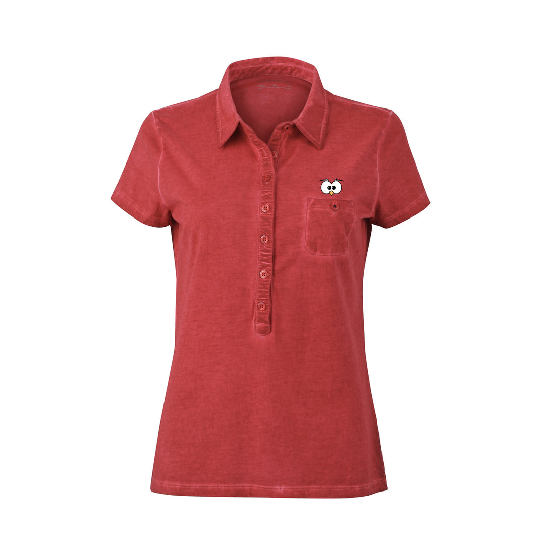 Polo Donna Red Occhi ( logo ricamato ) - Gufetto Brand 