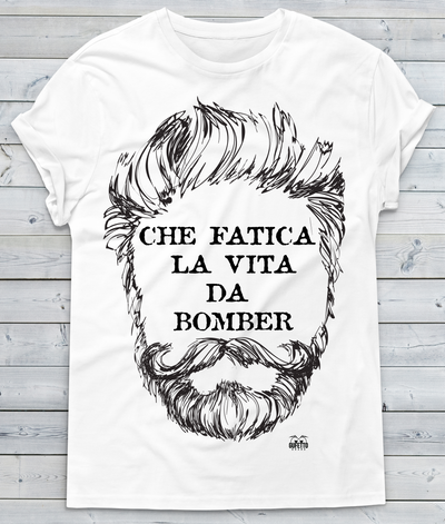 T-shirt Uomo Che Fatica la vita da Bomber  Barba - Gufetto Brand 